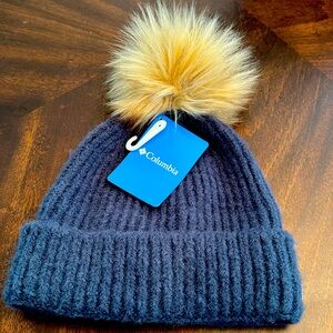 Columbia-Winter Blue Pom Pom Beanie. NWT.